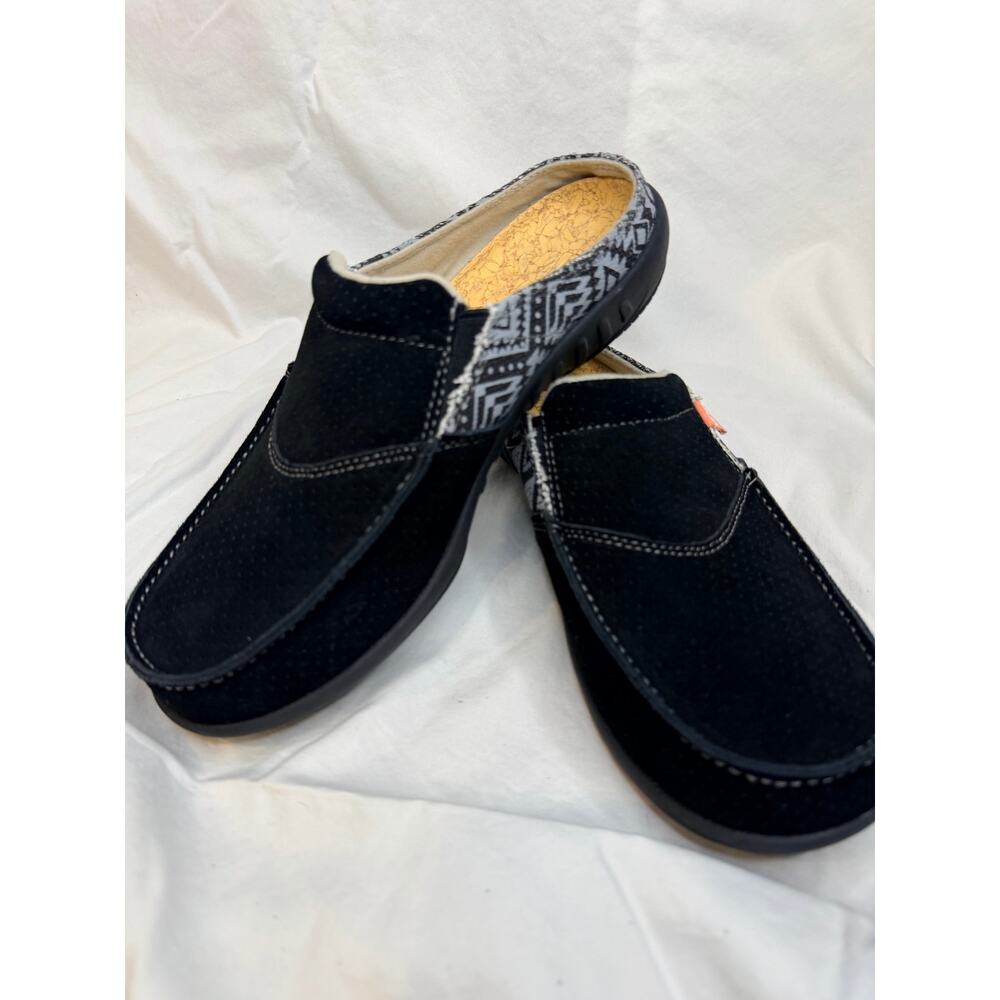 New Spenco size 9 Wide Siesta Arizona Orthotic Slip-On Clog Mules Black Suede